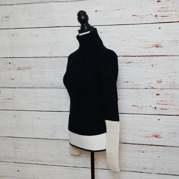 ZARA // cable knit color block turtleneck sweater - Picture 4 of 14